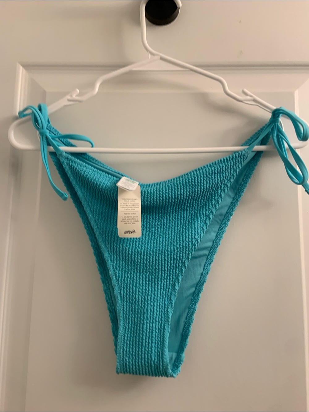 aerie Turquoise Textured Tie-Side Bikini Bottoms